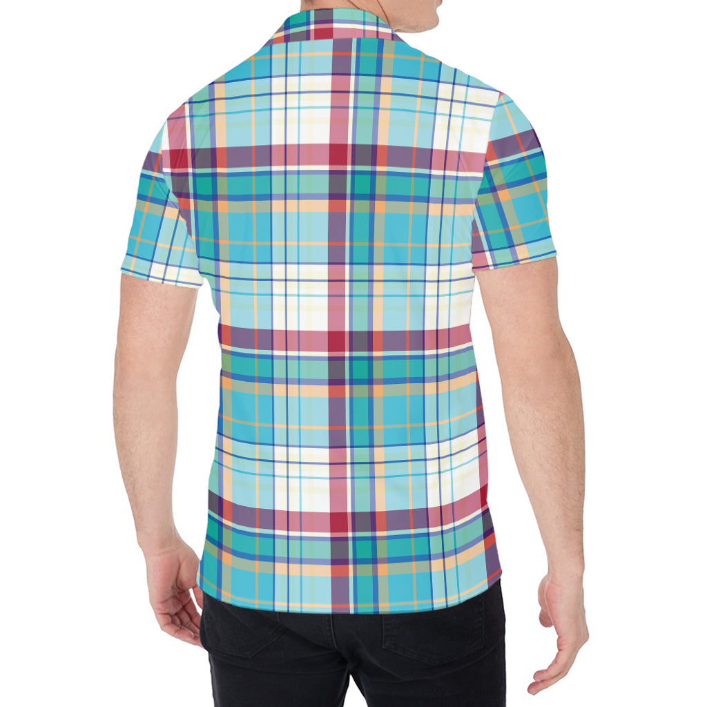 Blue And Red Madras Pattern Print Men's Shirt