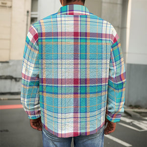 Blue And Red Madras Pattern Print Men's Shirt Jacket