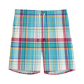 Blue And Red Madras Pattern Print Men's Athletic Shorts