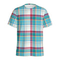 Blue And Red Madras Pattern Print Men's Athletic T-Shirt