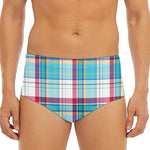 Blue And Red Madras Pattern Print Men's Triangle Swim Briefs