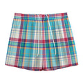 Blue And Red Madras Pattern Print Mesh Shorts