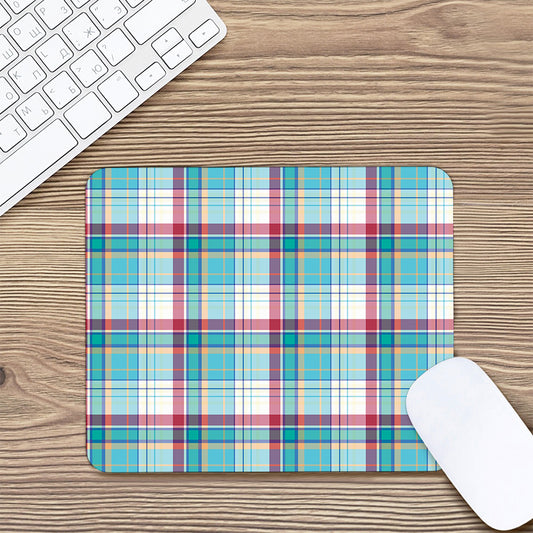 Blue And Red Madras Pattern Print Mouse Pad