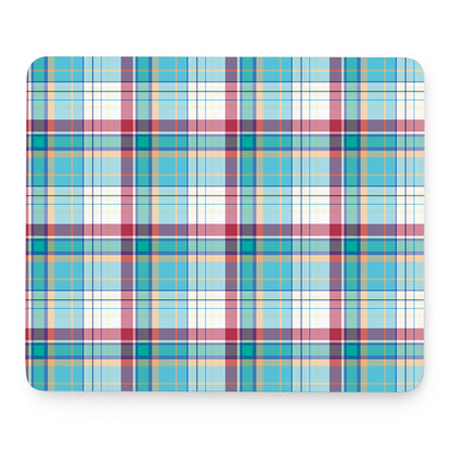 Blue And Red Madras Pattern Print Mouse Pad