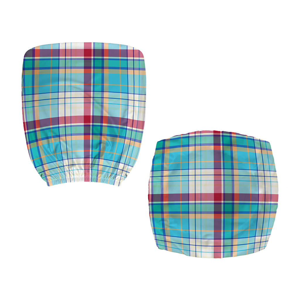 Blue And Red Madras Pattern Print Office Chair Cover