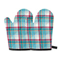 Blue And Red Madras Pattern Print Oven Mitts