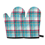 Blue And Red Madras Pattern Print Oven Mitts