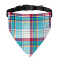Blue And Red Madras Pattern Print Over The Collar Dog Bandana