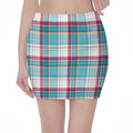 Blue And Red Madras Pattern Print Pencil Mini Skirt