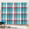 Blue And Red Madras Pattern Print Pencil Pleat Curtains