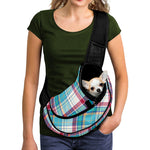 Blue And Red Madras Pattern Print Pet Sling Carrier