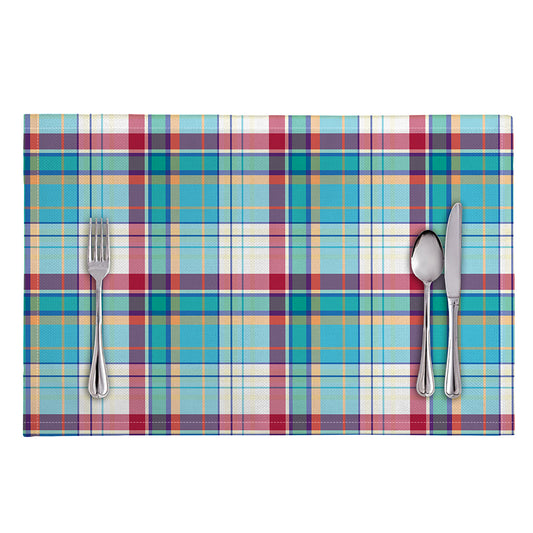 Blue And Red Madras Pattern Print Placemat