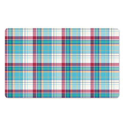 Blue And Red Madras Pattern Print Polyester Doormat