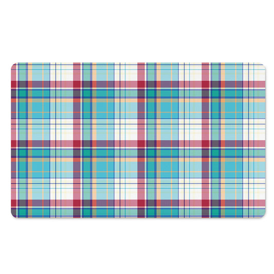 Blue And Red Madras Pattern Print Polyester Doormat