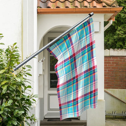 Blue And Red Madras Pattern Print Polyester Flag