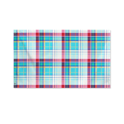 Blue And Red Madras Pattern Print Polyester Flag