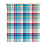 Blue And Red Madras Pattern Print Polyester Shower Curtain
