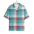 Blue And Red Madras Pattern Print Rayon Hawaiian Shirt