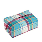 Blue And Red Madras Pattern Print Rectangle Tissue Box Cover