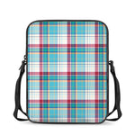 Blue And Red Madras Pattern Print Rectangular Crossbody Bag
