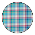 Blue And Red Madras Pattern Print Round Floor Mat