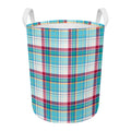 Blue And Red Madras Pattern Print Round Laundry Basket