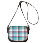Blue And Red Madras Pattern Print Saddle Bag