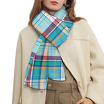 Blue And Red Madras Pattern Print Scarf