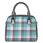 Blue And Red Madras Pattern Print Shoulder Handbag