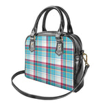 Blue And Red Madras Pattern Print Shoulder Handbag