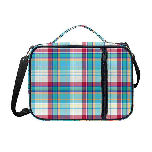Blue And Red Madras Pattern Print Shoulder Strap Bible Bag