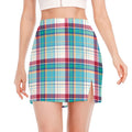 Blue And Red Madras Pattern Print Side Slit Mini Skirt