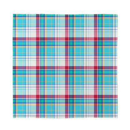 Blue And Red Madras Pattern Print Silk Bandana