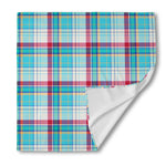 Blue And Red Madras Pattern Print Silk Bandana