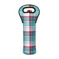 Blue And Red Madras Pattern Print Single Neoprene Wine Tote