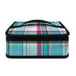 Blue And Red Madras Pattern Print Small Lunch Bag