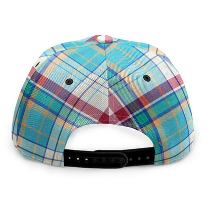 Blue And Red Madras Pattern Print Snapback Cap