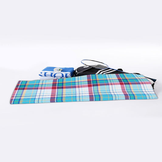 Blue And Red Madras Pattern Print Sports Towel