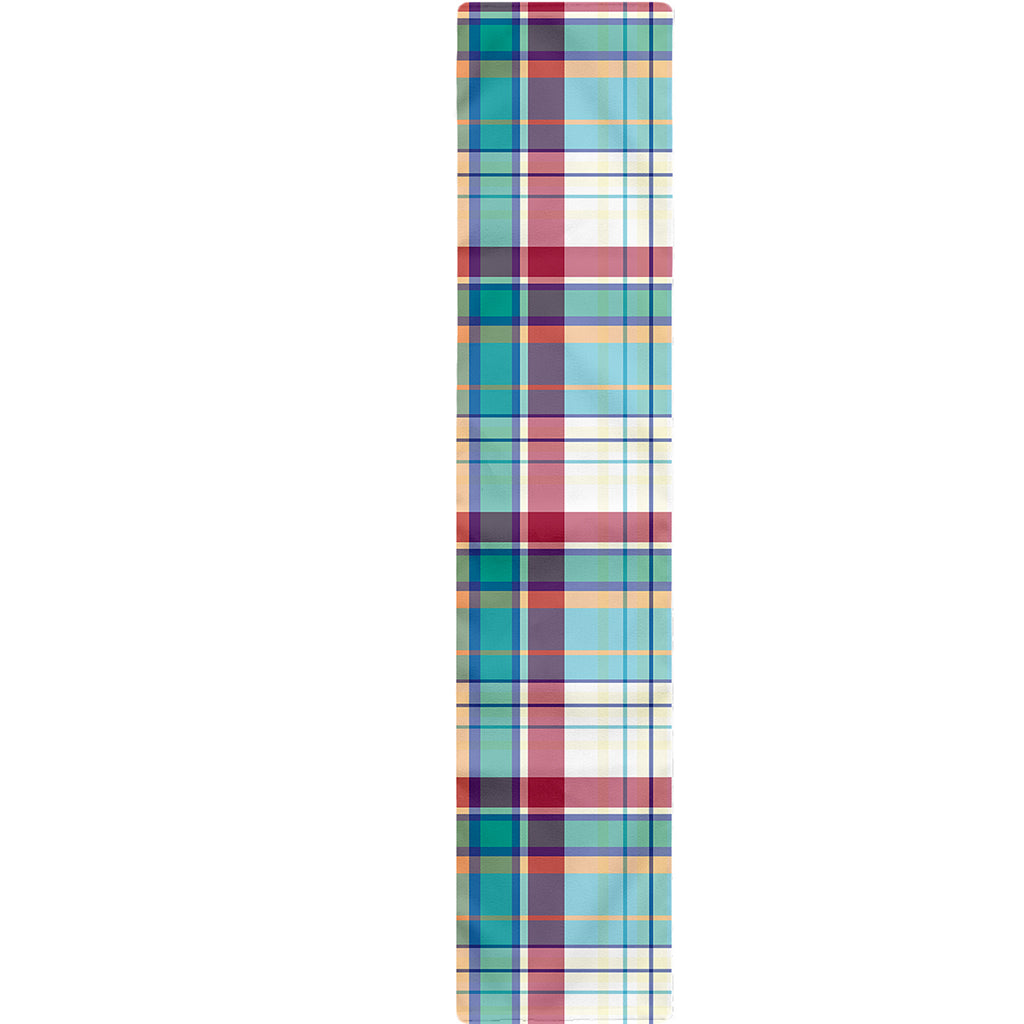 Blue And Red Madras Pattern Print Table Runner