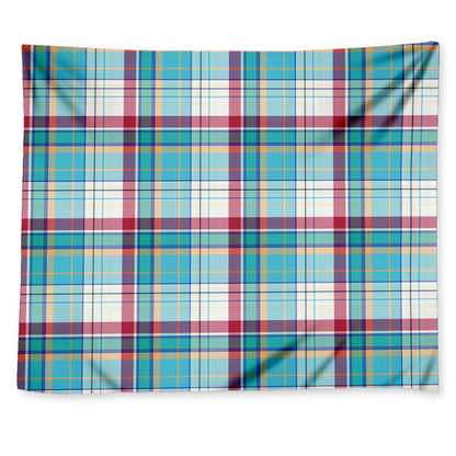 Blue And Red Madras Pattern Print Tapestry