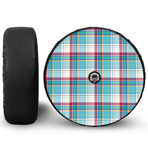 Blue And Red Madras Pattern Print Tire Cover With Camera Hole