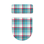 Blue And Red Madras Pattern Print Toilet Lid And Tank Cover Set