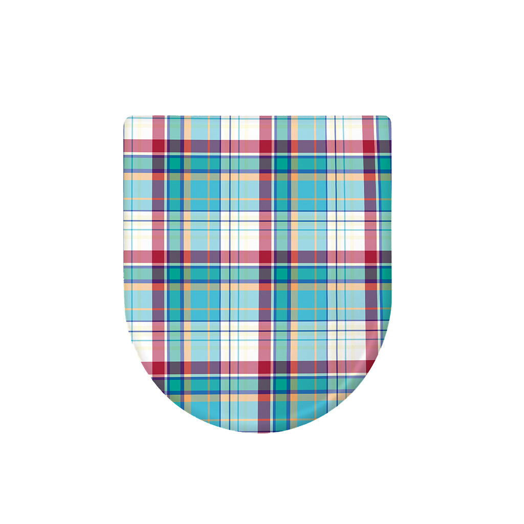 Blue And Red Madras Pattern Print Toilet Lid Cover