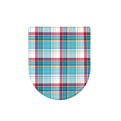 Blue And Red Madras Pattern Print Toilet Lid Cover