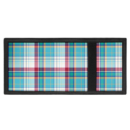 Blue And Red Madras Pattern Print Trifold Wallet
