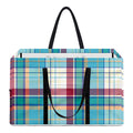 Blue And Red Madras Pattern Print Utility Tote Bag