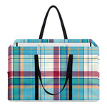 Blue And Red Madras Pattern Print Utility Tote Bag