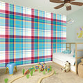 Blue And Red Madras Pattern Print Wall Sticker