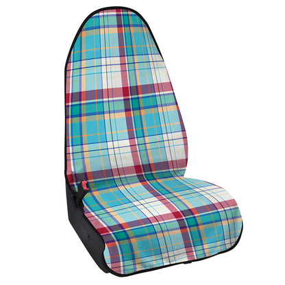 Blue And Red Madras Pattern Print Waterproof Car Seat Cover
