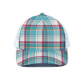 Blue And Red Madras Pattern Print White Mesh Trucker Hat